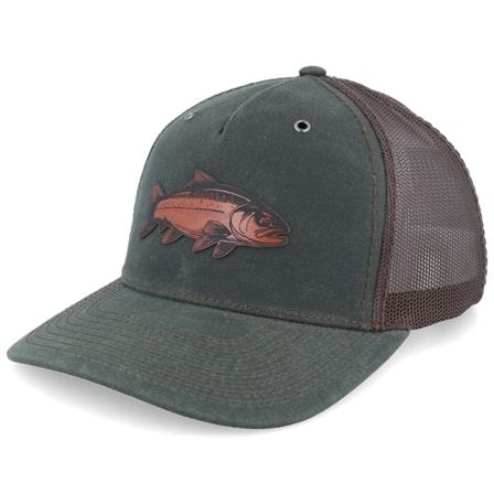 Skillfish - Zelená trucker Kšiltovka - Trout Figure 112wh Hawthorne Dark Olive/Coffee A-Frame Trucker @ Hatstore