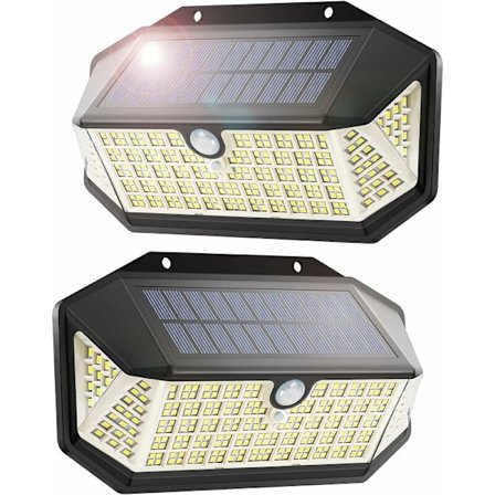 266 LED solcellslampor utomhus, 3 lägen solcellslampor utomhus, solcellsbelysning utomhus, 220° & IP65 solcellslampor utomhus rörelsesensor [2 stycken