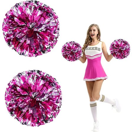 Metallisk til 2 stk. Sport Pompoms Folie Cheerleader Cheer Leadin