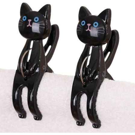 Strandhåndklædeclips, Katte-tøjklemmer | Sporløse katteformede clips til tøj | Katteformede skridsikre bøjler, Kreative clips til vaskerum og