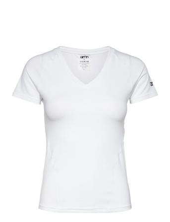 White Soft Basic V-Neck Short Sleeve T-shirt Top Hvid AIM'N