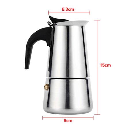 Rostfritt stål Perkolator Moka Pot Kaffebryggare Spis Hemmakontor Användning (100ml)