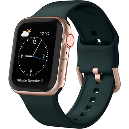 Apple Watch-armband i mjukt silikon, sportarmband, ersättningsarmband, lämpligt för hela Iwatch-serien (mörkgrön 38/40/41 mm)