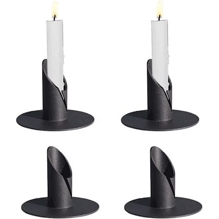 4 Pak Sort Mat Jern Lysestager, Retro Søjlelysestande Til Hjemmefest Bord Pejs Skrivebord
