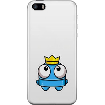Kompatibel Mobilcover til Apple Apple iPhone 5s Blå tegnet figur med krone og store øjne i legende kongelig stil
