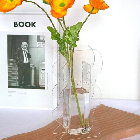 Klar Akryl Vase, Geometrisk Akryl Blomster Vase, Høj Bølge, ZQKLA