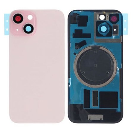 iPhone 15 Plus Baksida Glas med Magsafe Magnet med tejp - Rosa