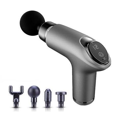 Mini Massage Gun Muscle Transparent Body Massager Electric 4 Heads Fascial Gun Massager Avslappning