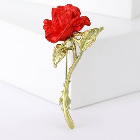 Rød rose broche