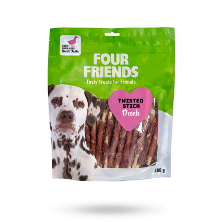 Four Friends Twisted Stick Duck 12,5 cm 40-pack - Matskål, hundgodis & tuggisar