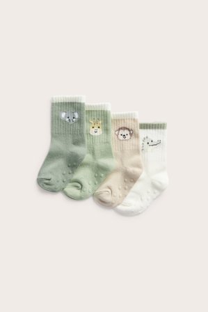 Kappahl | Skarpety ze zwierzęcym motywem, 4-pak Zielony 19/22 | Zielony