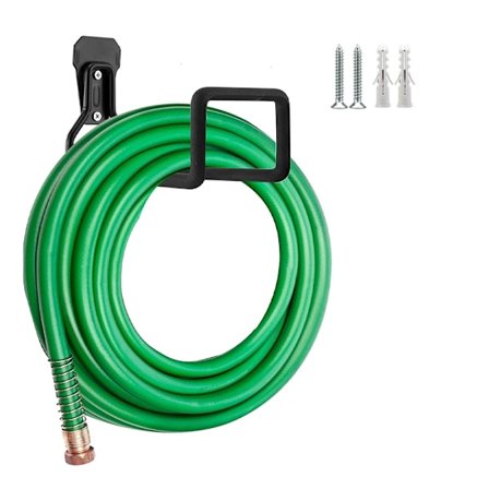 Slangekrok, Heavy Duty Metallveggmontering, Hage Slange/Utvidbar Slangekrok/Slangebøyle/Vann Slangekrok (Svart)