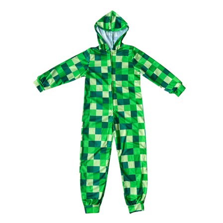 Minecraft Unisex Børne Onesie Grøn Pixeleret Creeper (140cm)