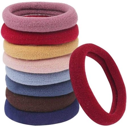 100 stk. Hårelastikker til kvinder, bomuldshårbånd, elastikker til hestehaler til tykt, kraftigt og krøllet hår (tilfældig farve)