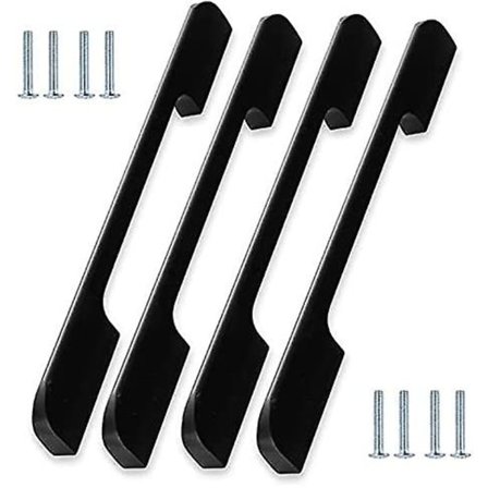 [4 Stk.] 224 mm Kjøkkenmøbelhåndtak, Svarte Skaphåndtak, Matt Svart Møbelhåndtak, Rekkverkshåndtak Passer