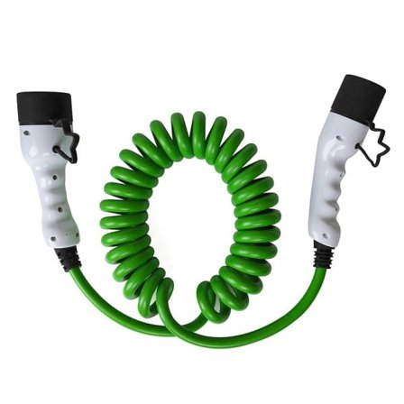 Gade opladning kabel spiral kabel type 2 5 meter grøn el bil køretøj