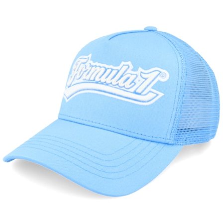 Formula One - Motor Blu trucker Cappellino - F1 Logo 25 Legacy Sky Blue Trucker @ Hatstore