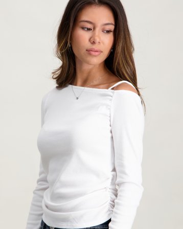 Abercrombie AFG ASYMMETRICAL RUCHED LS TOP Wit Tops/blouses Meisjes - Kids Brand Store
