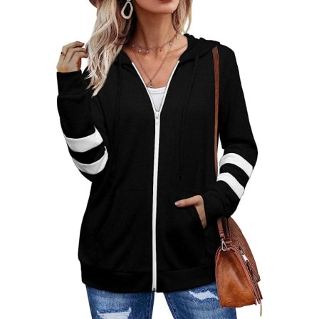 IC Bofell Dam Aktiv Långärmad Zip Up Huvtröja med Fickor