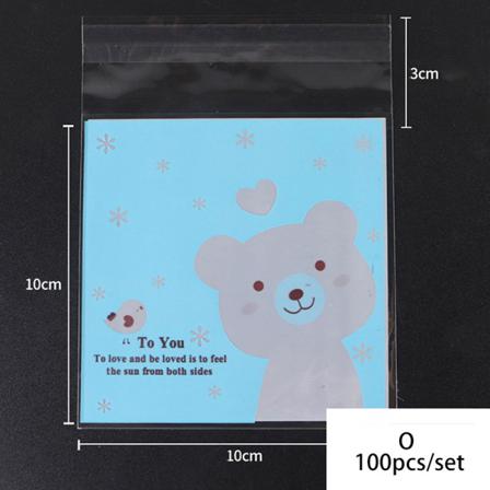 100st/pack Cartoon E Cookie Candy Självhäftande Påsar Bakning Ba