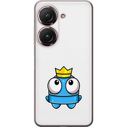 Yhteensopiva Puhelinkuori Asus Asus Zenfone 9 Sininen piirros hahmo kruunulla ja suurilla silmillä leikkisässä kuninkaallisessa tyylissä