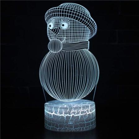 WJ 3D Illusion Lampe Snemand Stemningslys 7 Farve Skiftende Akryl LED Natlys USB Kabler Soveværelse Skrivebord Dekoration