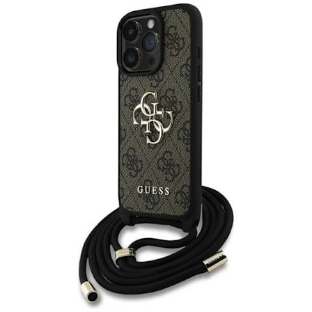 Guess 4G Big Logo Cord Strap Crossbody - Case for iPhone 16 Pro Max (brown)