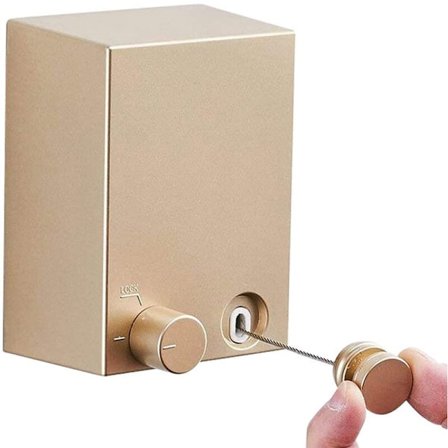 Inntrekkbar klesvaskesnor i rustfritt stål for tørking av klær - Veggmontert klesvaskesnor - Enkel installasjon og skjuler seg, gull