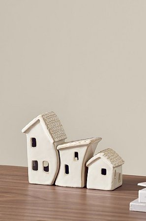 Jotex - Decoratiehuis 3-pak Natuurlijk Wit Natuurlijk wit - VILLAGE - Koop Kerstversiering bij Jotex