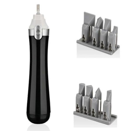 Elektrisk stiksavsliber, med 8 stk. sandpapir til hobbyer, kunst, miniature, figurpolering, slibning