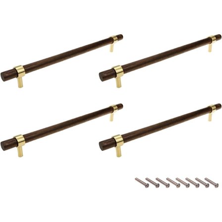 Skuff 11.02"/280mm Håndtak Messing Valnøtt Kjøkken Garderobe Skap Maskinvare Håndtak Justerbar Hullavstand med Skrue, 4 stk
