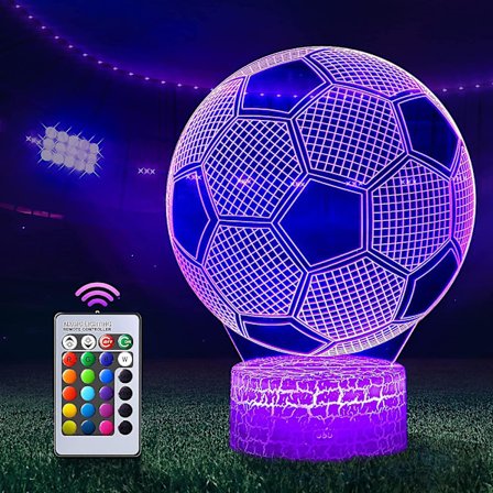 Fotbollsnattlampa, 3d Led-lampa optisk illusion nattlampa barn, illusion fotbollsnatt-effekt för sovrum sängbord flicka son överraskning födelsedag