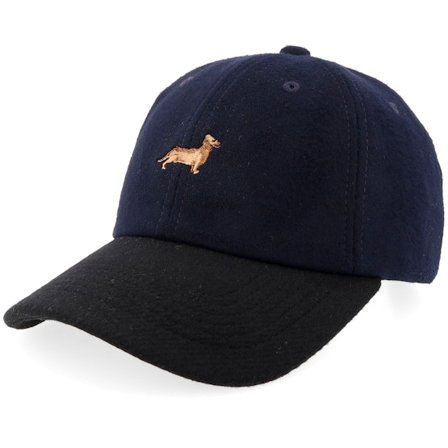 Iconic - Blauw unconstructed Cap - Dachshund Dog Wool Navy/Black Dad Cap @ Hatstore
