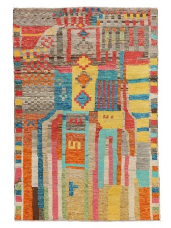 122X181 Tapis Berbère Colourful Moderne Orange/Rouge (Laine, Afghanistan) Carpetvista