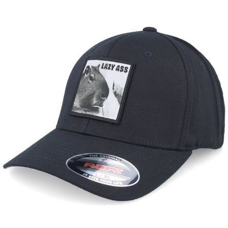 Iconic - Svart flexfit Keps - Lazy Capybara Black Flexfit @ Hatstore