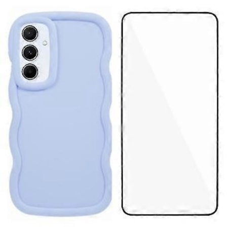 WANLONFENG XL Series til Samsung Galaxy A54 5G Cover Bølgekant TPU Cover med Hærdet Glas Film (Style F)