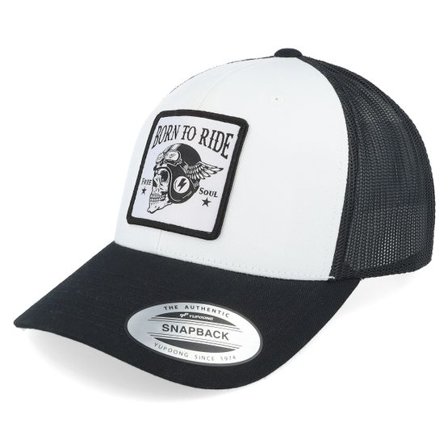 Born To Ride - Svart trucker Keps - Free Soul Skull Patch Black/White Trucker @ Hatstore
