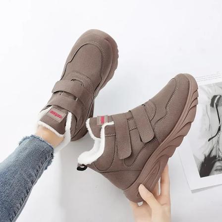 Dames Sneestøvler 2024 Efterår/Vinter Damesko Nye Plys Varme Vinter Casual Sko Mode Letvægts Anti-slip Bomuldsstøvler Khaki 36