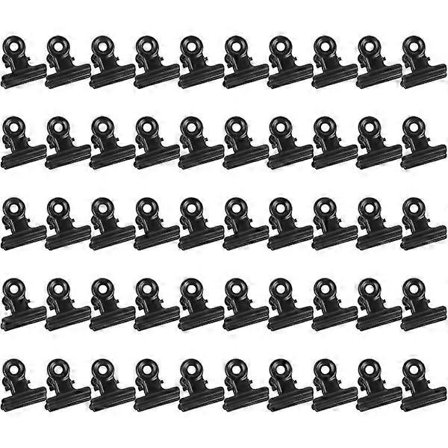 50 stycken gångjärnsförsedda metallklämmor Stark fjäder Svarta bulldog-klämmor 22 mm Metallpappersklämmor Små pappersklämmor Klämma för filer 
