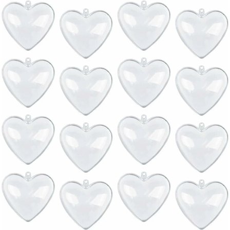 20-pack transparenta hjärtformade ornamentbollar Alla hjärtans dag Påfyllningsbara plast Alla hjärtans dag Dekorationer Kulor (6,5 cm)