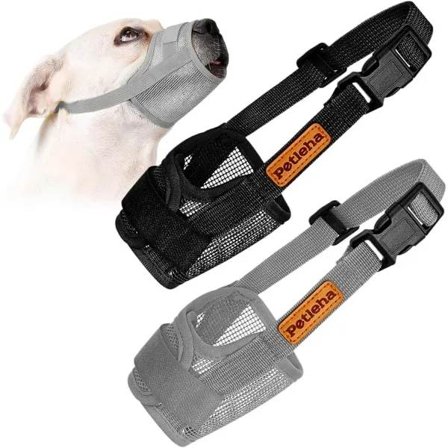 2 stk. Hundemundkurve, Blød Mesh Hundemundkurv, Blød Træningsmundkurv til Store, Mellemstore og Små Hunde, Mesh-mundkurv til Hunde med Rem over 