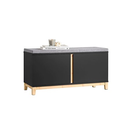 Rootz skobænk med polstret sæde - Entrébænk - Opbevaringsorganisator - Justerbare hylder - Holdbare bambusben - 90 cm x 47 cm x 34 cm