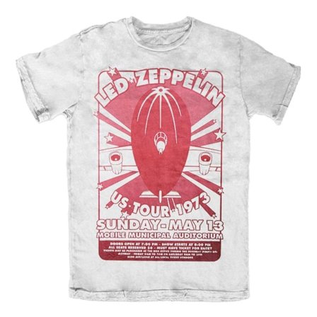Led Zeppelin Unisex Adult Mobile Municipal T-Shirt M Vit