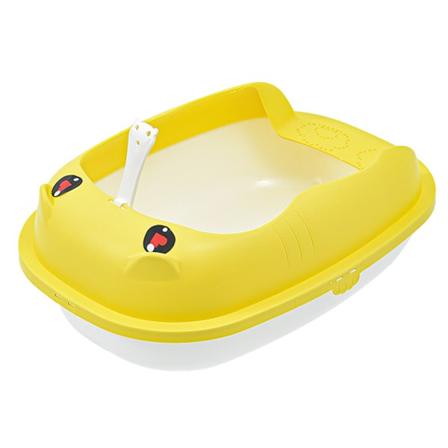 Kissan hiekkalaatikko Puoliavoin roiskeenkestävä Suurikokoinen muovinen hiekkalaatikko kissanpennuille kauhalla sisätiloihin keltainen