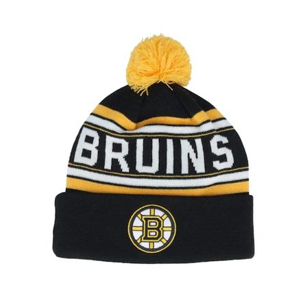 Outerstuff - NHL Černá pom Beanie - Kids Boston Bruins Jacquard Cuffed Knit Black Pom @ Hatstore