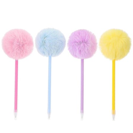 4 stk. Skrivepen Fluffy Kuglepen Dekorativ Fuzzy Kuglepen Dekorativ Pom Pom Pen