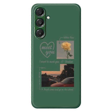 Deksler til Samsung Galaxy A16 5G 4G Meet You Fotomønster Trykk Rett Kant TPU Telefon Bakside Grønn