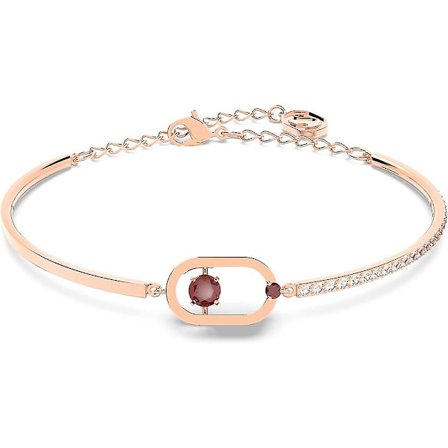 Sparkling Dance North Halskæde, Øreringe og Armbånd Smykkekollektion, Rosaguld-farvet Finish, Røde Krystaller, Klare Krystaller