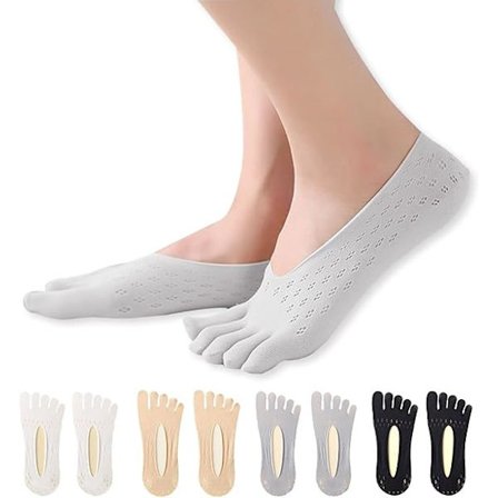 Dames Tåsokker 4 Par Udsatte 5 Tåsokker Foret Lav Snit Sok