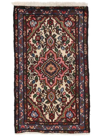 Tecido À Mão Hamadã Tapete 60X90 Persa Lã Preto/Vermelho Escuro Pequeno